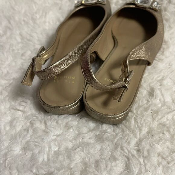 STUART WEITZMAN Rhinestone Gold Slingback Ballet Flats Shoes SZ9.5 - Picture 6 of 12